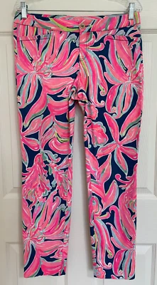 Calça de tornozelo Lilly Pulitzer 12816 Kelly texturizada skinny tamanho 6 banana flambe - Imagem 1 de 4