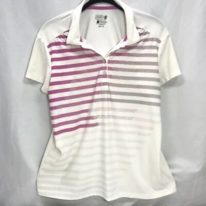 IZOD X-treme Function Golf Cool FX Womens Top Size M Pink Stripes w/ Shimmer - Picture 1 of 9