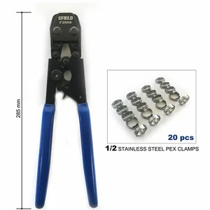 PEX CINCH CLAMP CRIMPING TOOL &GO/NO-GO GAUGE + 20 PCS 1/2" SS CLAMPS - Picture 1 of 8