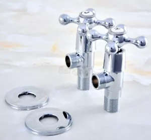 2Pcs Polished Chrome Fitting Bathroom Faucet Angle Stop Valve 1/2" Male 8av014 - Picture 1 of 6