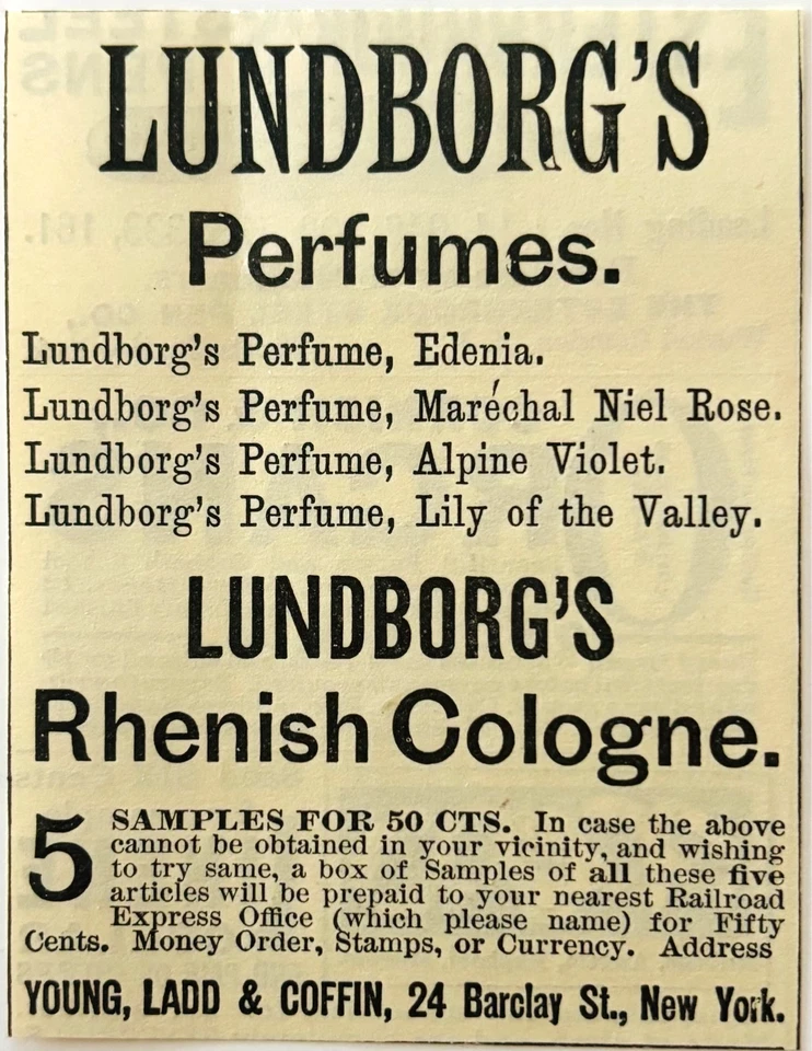 1886 Lundborg's Perfume & Colônia Publicidade Beleza Vitoriana DWKK27F - Imagem 1 de 1