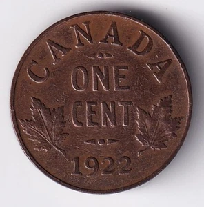 Canada 1922 1c One Small Cent Copper Penny King George V F - Fine - Picture 1 of 2