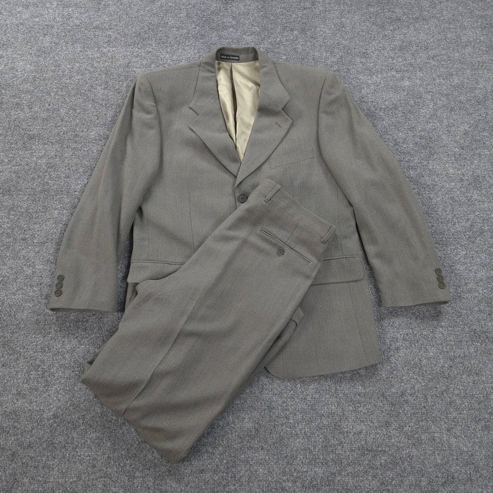 Traje Yves Saint Laurent Para Hombre Grande Gris 44R 34 Pantalones 2 Piezas 100% Lana Worsted Foto 1 de 4