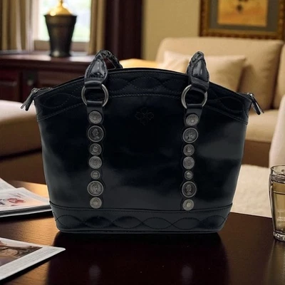 Patricia Nash 硬币皮革挎包黑色银色单肩包 -  — 第 1/4 张图片