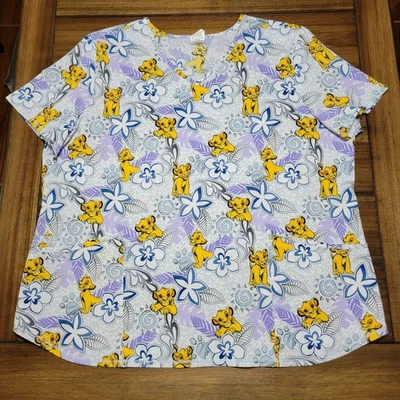 Blusa Médica Floral Blanca Disney's Simba - Talla 2XL Foto 1 de 4