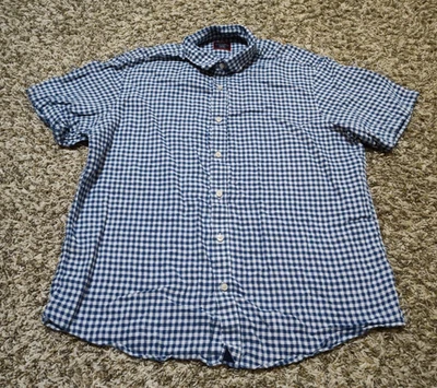 UNTUCKit Shirt Mens XL Blue Plaid 100% Linen Short Sleeve Button Up Front - Image 1 of 4