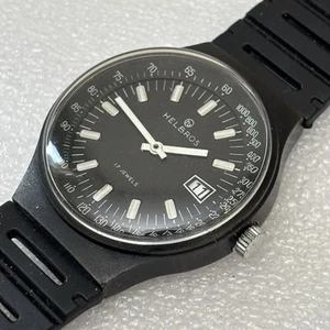 Vintage Helbros Broken All Black Men’s Racing Wrist Watch 37mm - For Parts - Picture 1 of 6
