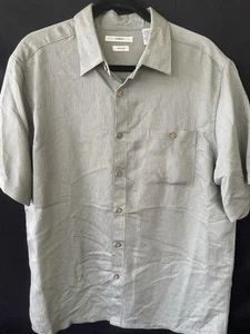 Campia Moda Button Down Shirt Sage Green Short Sleeve Men’s Size Large - Picture 1 of 6