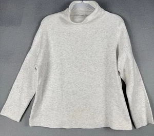 Camisa para mujer J JILL crema suave cuello alto minimalista neutra acogedora talla mediana - Imagen 1 de 10