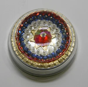 Vintage handgefertigter patriotischer Briefbeschwerer Dekor rot weiß blau Americana - Bild 1 von 5