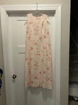 Maxi Vestido Vintage Liz Claiborne Lino Para Mujer 10 Pequeño Rosa Floral Coqueta Mujer Foto 1 de 4