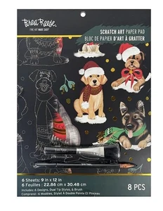 Brea Reese CHRISTMAS PETS Scratch Art Paper Pad 9" x 12" Christmas NEW - Picture 1 of 5