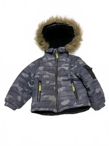 London Fog Kids Size 3T Black Fleece-Lined Winter Coat Faux Removqble Fur Hood - Picture 1 of 12