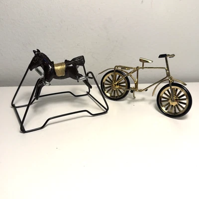 De colección Casa de Muñecas Latón Oro Metal Mecedor Bicicleta Bicicleta Juguete Lote Primavera Foto 1 de 4