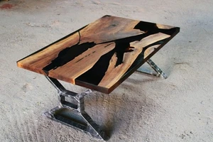 Black walnut epoxy resin coffee table, center table, ready to dispatch - Picture 1 of 11