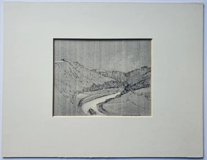 Zeichnung Federzeichnung Landschaft Fluss Eva Simmat Norddeutsch Signiert 1964 - Bild 1 von 9