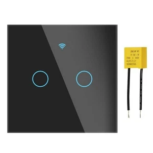 Tuya US Wifi Smart Wall Switch RF433 2 Gang Touch Sensor Light Switch Black - Picture 1 of 4