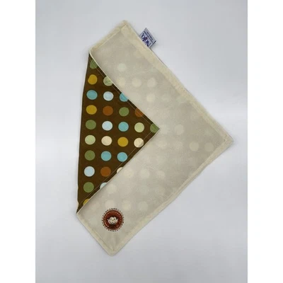 Nojo Monkey Tan Brown Polka Dots Circles Lovey Security Blanket Square 15" Cream - Image 1 of 4