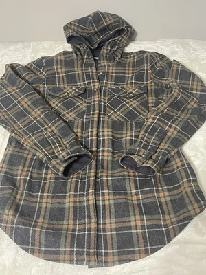 Columbia Mens Med Jacket Shacket Plaid Flannel Wool Blend Shirt Button Pockets - Image 1 of 4