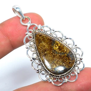 Bronzite Jasper - Africa Silver Plated Jewelry Pendant 2.07" S2611 - Picture 1 of 3