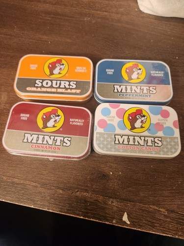 4 Buc-ee's Tin Mints Peppermint Cinnamon Cotton Candy Orange Sours ...