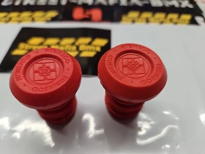 FIT BMX BICICLETA MANILLAR AGARRE EXTREMOS EMPUJAR En Rojo Barra Extremos Ajuste s&m SE GT DK NUEVO Foto 1 de 3