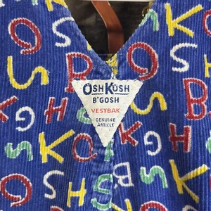 Vintage OshKosh B'Gosh VESTBAK Baby Clothes SZ 18M Corduroy Bib Overalls USA - Picture 1 of 11