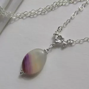 florale Chalzedon Achat Kette 925 Silber Collier Frangipani Blüte Anhänger - Bild 1 von 13