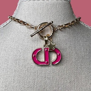 Upcycled Stamped Authentic Dior Zipperpull/Charm Necklace, Logo, Chunky, Gold - Picture 1 of 9