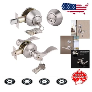 Reversible Satin Nickel Entry Lockset - Keyed Alike for Seamless Security - Picture 1 of 9
