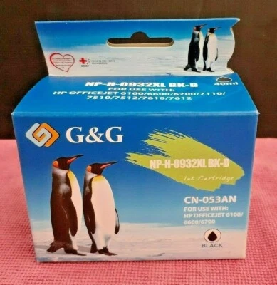 Cartucho de tinta G&G NP-H-0932XL Bk CN-053AN uso con HP OFFICEJET 6100/6600/67 Foto 1 de 4