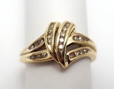 Beautiful 10K Karat Solid Yellow Gold Designer Diamond Cluster Ring - Size 6.5