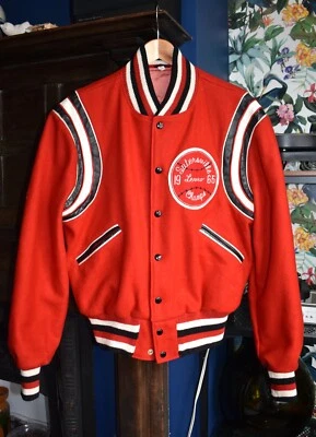 Vtg 1965 Sutersville Champs Red Wool & Leather Varsity Letter Jacket Butwin 42 - Image 1 of 4