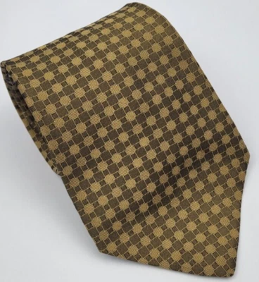 Apt. 9 Corbata de Seda Dorada Verde Oliva Marrón Geométrica Hombre EE. UU. 57,5 x 3,7/8 Foto 1 de 4
