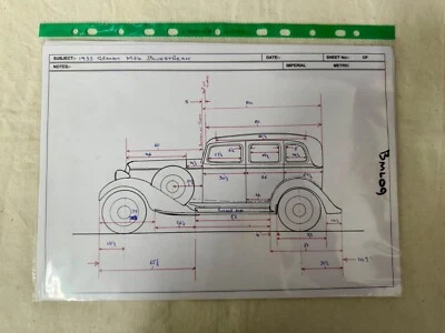 Brooklin Models 1933 Graham Bluestreak Sedan BML09 Pattern Drawings and notes - Image 1 of 4