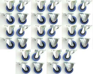 Set 8 ruote per carichi pesanti 80 mm SL ruote fisse ruote girevoli ruote di trasporto Blue Wheel - Foto 1 di 12