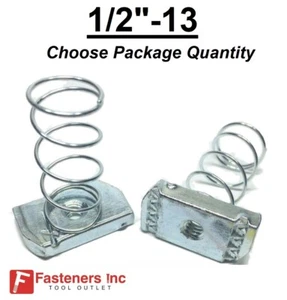 1/2"-13 Regular Strut Spring Nuts for Unistrut Channel #4125 P1010 Zinc / EG - Picture 1 of 3