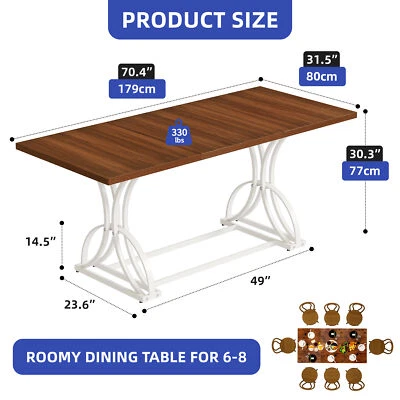 Mesa de jantar 70" madeira maciça para 6-8 pessoas retangular cozinha móveis dinette - Imagem 1 de 4