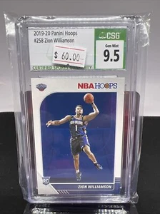 2019-20 Panini Hoops #258 Zion Williamson CSG 9.5 GEM MINT Basketball Card - Picture 1 of 2