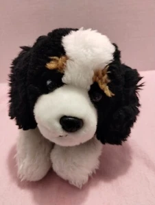 Juguete de peluche Aurora Cocker Spaniel blanco y negro cachorro perro 11" - Imagen 1 de 6