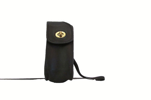 Coach vintage pelle nera con serratura a torsione cintura custodia cellulare borsa da polso senza etichette