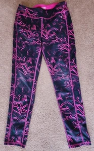 Danskin Now Sz L (10-12) Womens Athletic Leggings Dri More Black Pink - Picture 1 of 2
