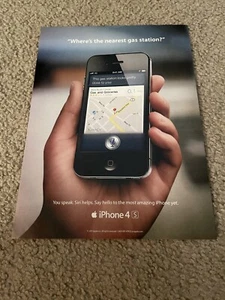 Vintage 2011 APPLE iPHONE 4S POSTER PRINT AD *1st W/ SIRI* "NEAREST GAS STATION" - Picture 1 of 1