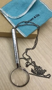 Tiffany & Co. Engraved Magnifying Glass Loupe Sterling Silver 30" Necklace - Picture 1 of 5