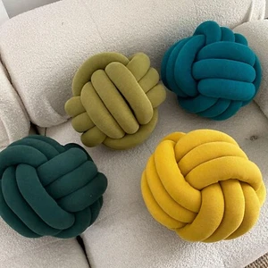 Hand-woven knotted ball pillows sofa pillows living room cushion pillows - Picture 1 of 7