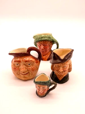 4 Vintage Royal Doulton Miniature Toby Mugs Approx. 2" - Made in England - Image 1 of 4