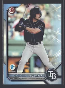 2022 Bowman 1st Edition #BD-158 Dru Baker Sky Blue Foil Tampa Bay Rays Paper - Picture 1 of 2