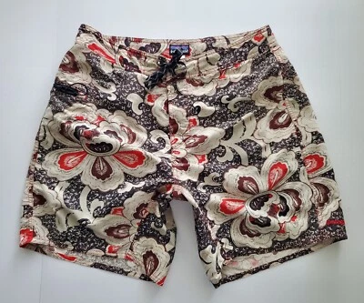 Patagonia NYLON Board Shorts Traje de Baño Floral Hibisco 34x8 Tostado/rojo/negro/marrón  Foto 1 de 4