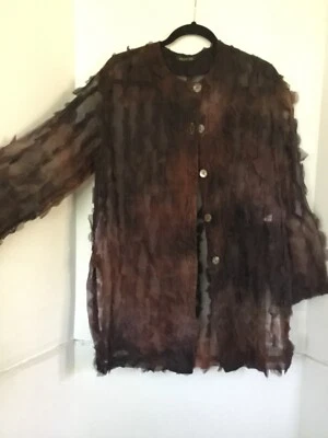 Camisa Vintage Golden Idol S Marrón Chocolate Seda Organza Deconstruido Peludo Y2K Foto 1 de 2