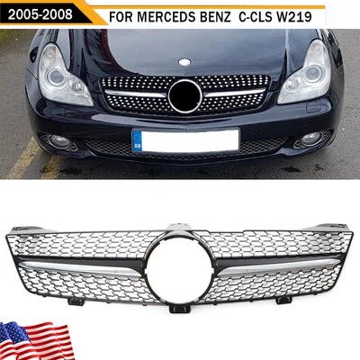 Diamonds Front Grill Grille For Mercedes W219 2005-2008 CLS500 CLS550 CLS55 AMG Foto 1 de 4